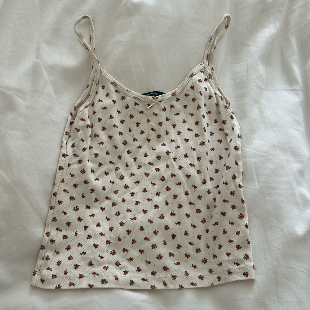 Brandy Melville Red Floral Tank Top